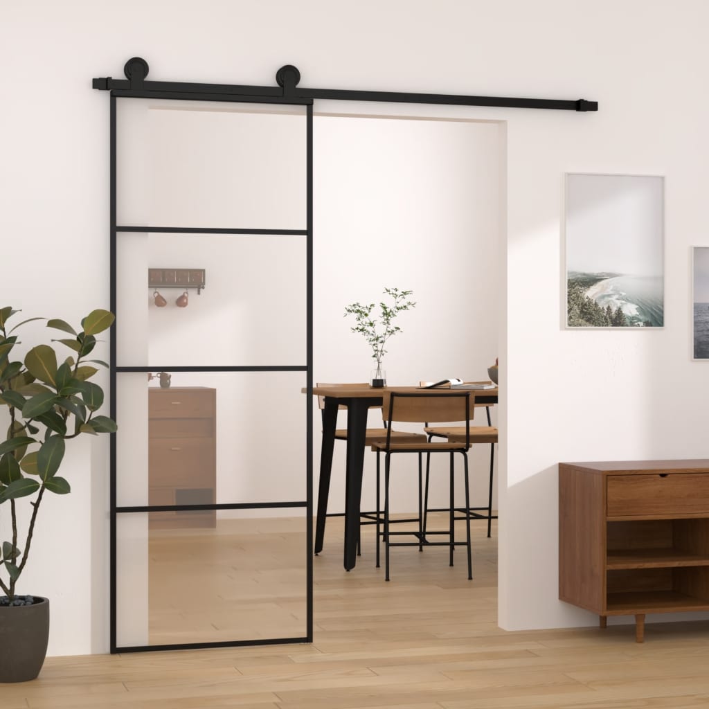 Puerta corredera con set herrajes vidrio esg aluminio 76x205 cm esxt1419