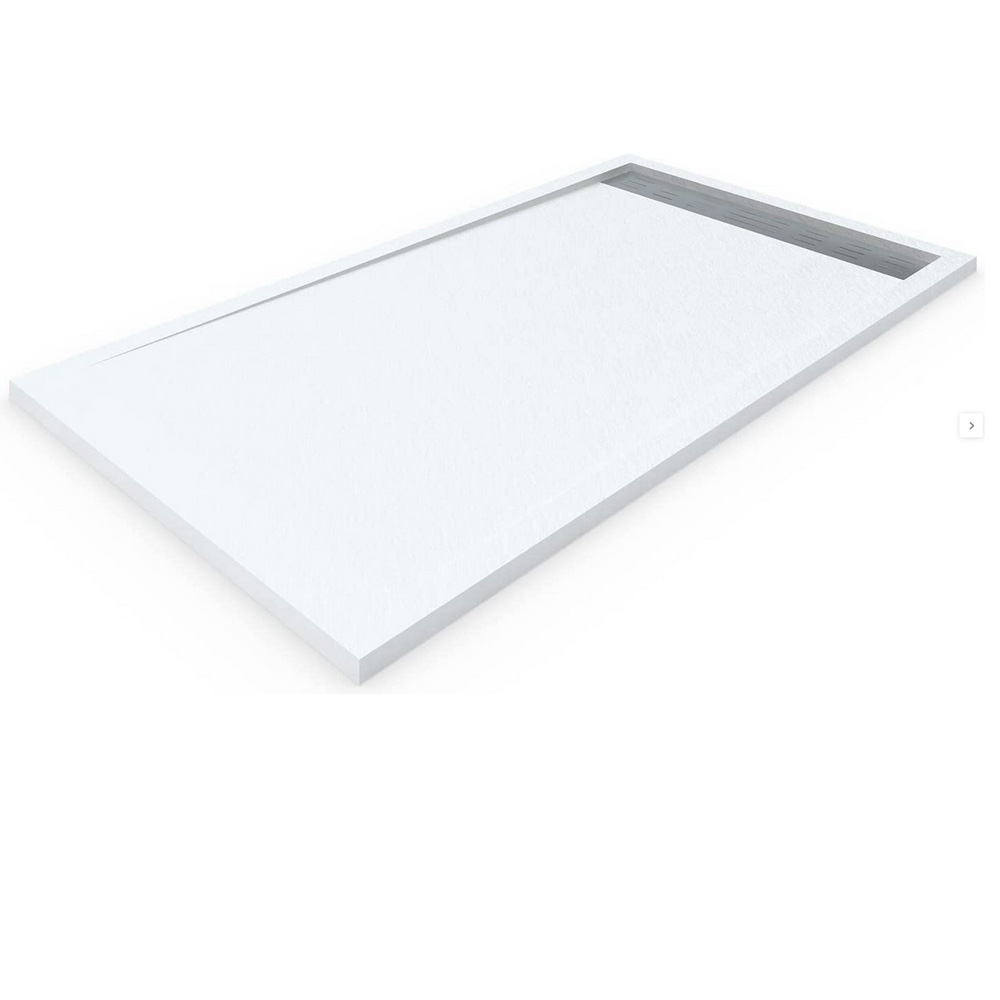 Plato ducha | válvula y rej. Acero inox. | piedra | blanco | 160x70cm