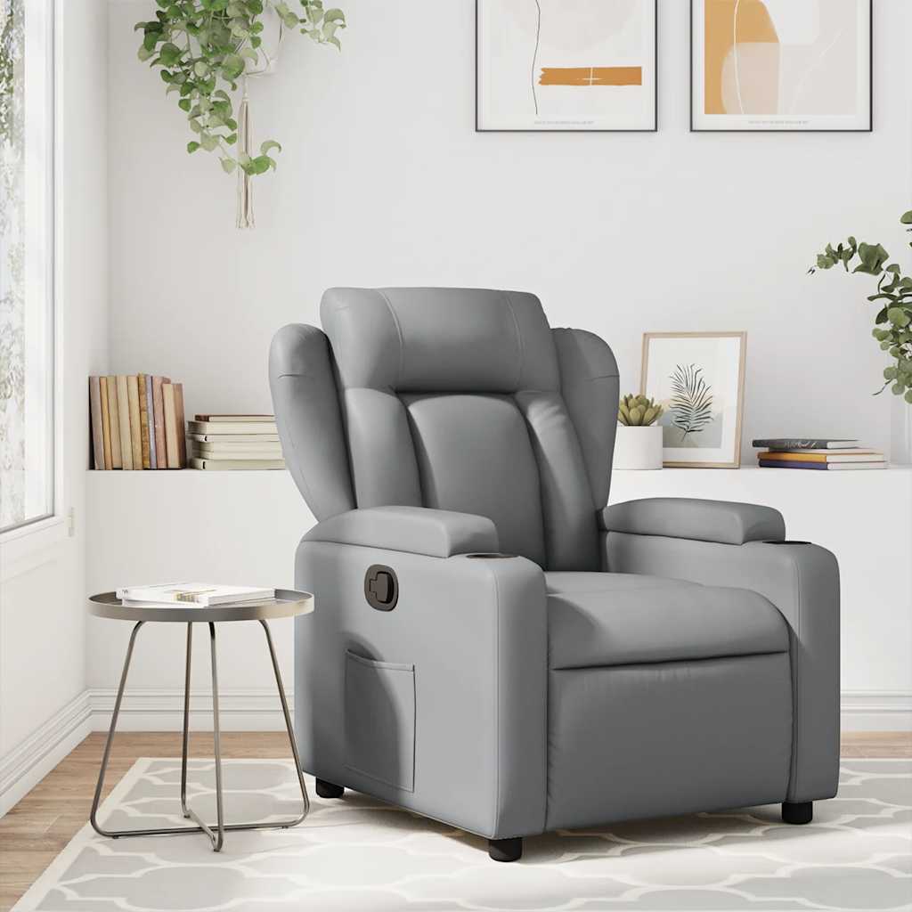 Sillón de masaje reclinable cuero sintético gris qweo3812