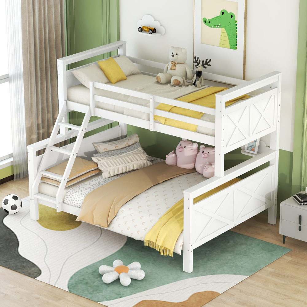 Litera 90/140x200cm convertible en 2 camas con barandilla madera blanco