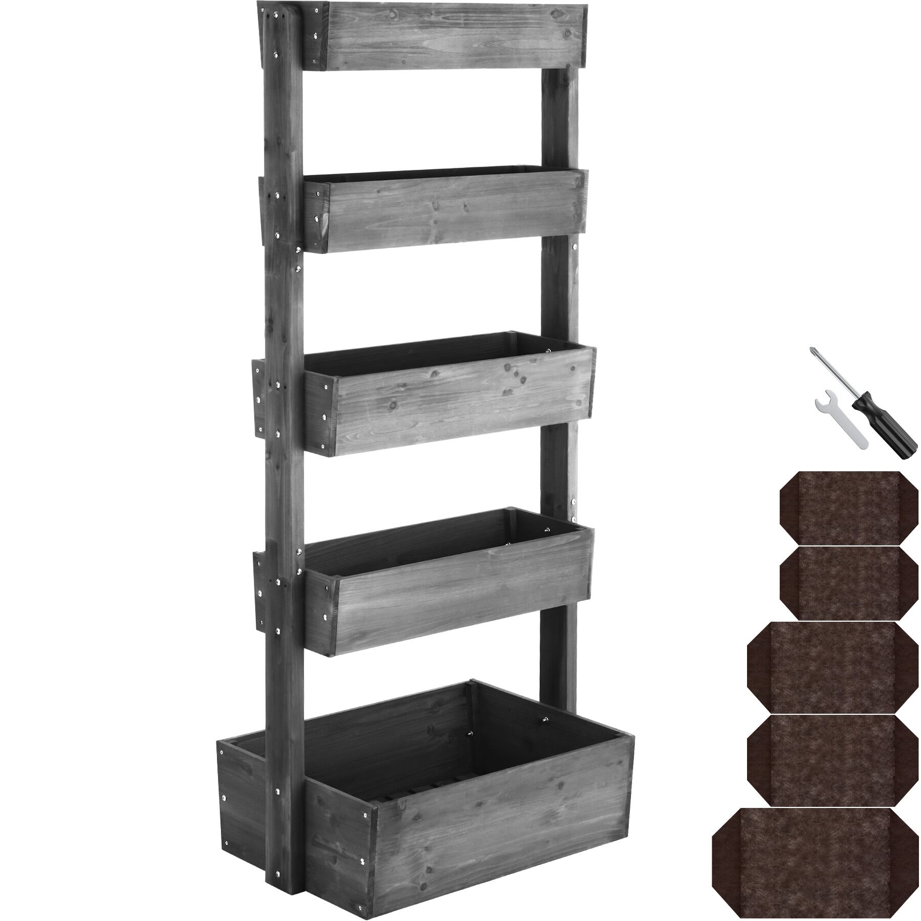 Tectake 5 niveles jardinera vertical madera abeto, lacada, gris