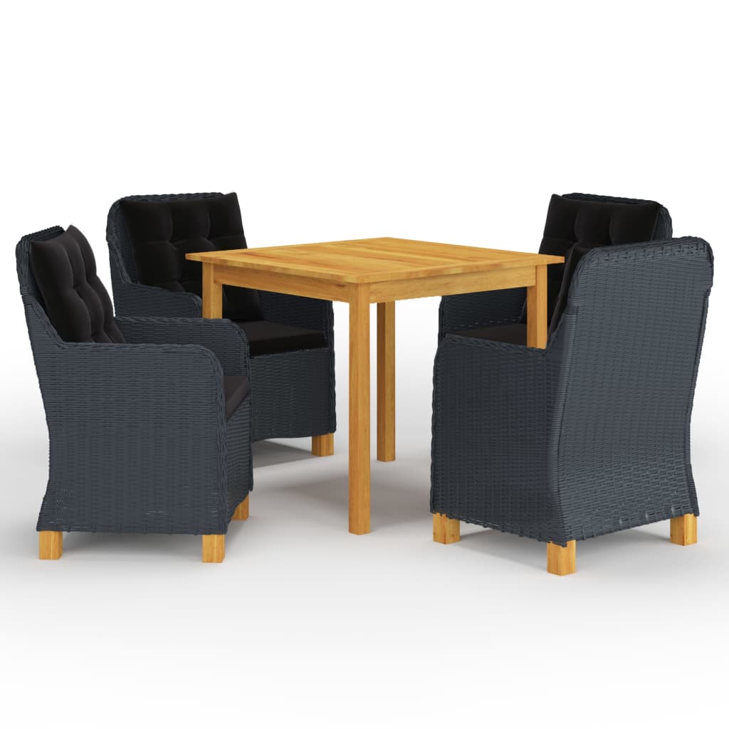 Juego de comedor de jardín de 5 piezas gris