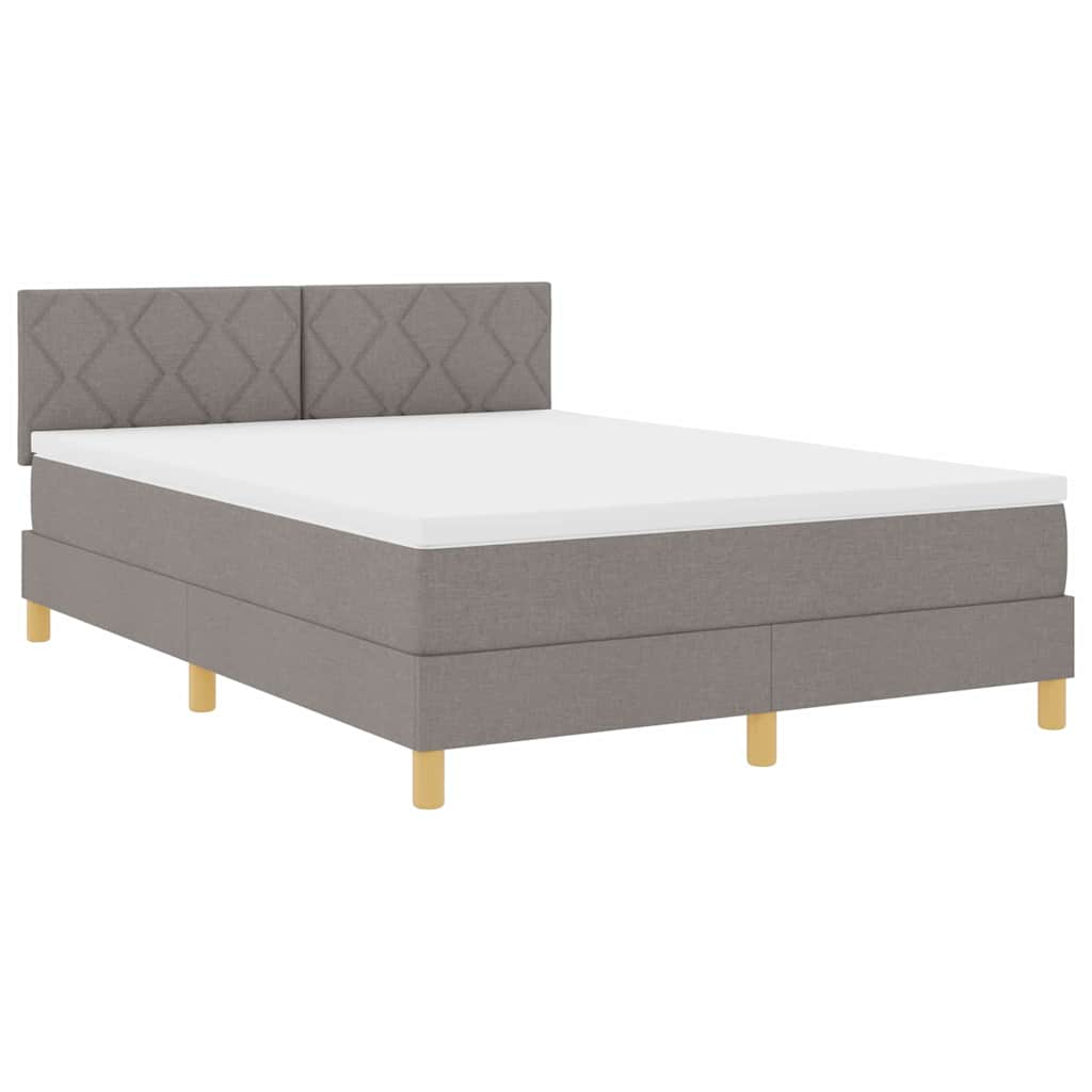 vidaXL cama box spring con colchón con colchón taupé 140 x 190 cm tela