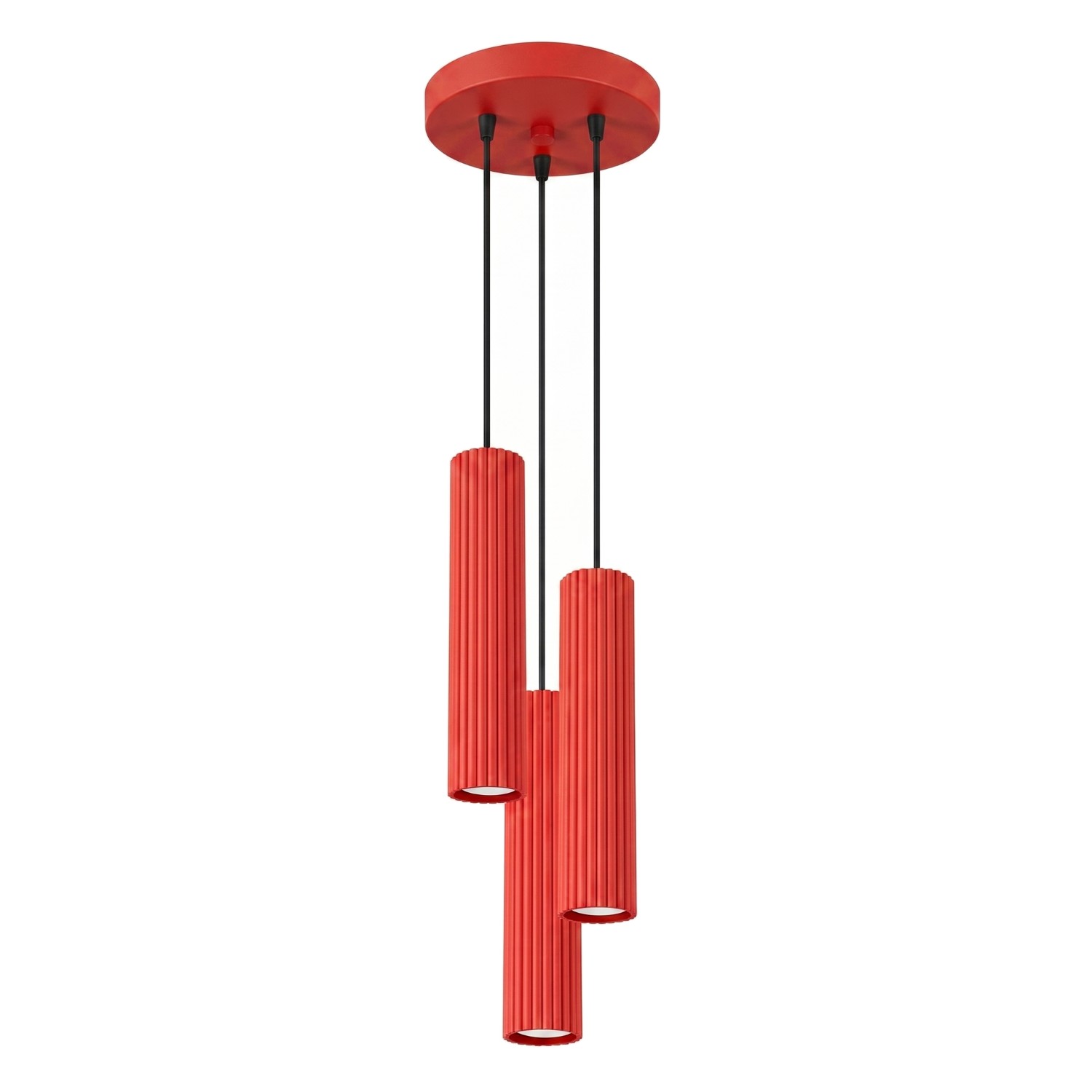 Lámparas colgantes karbon 3 rojo aluminio 19.5x108x19.5cm