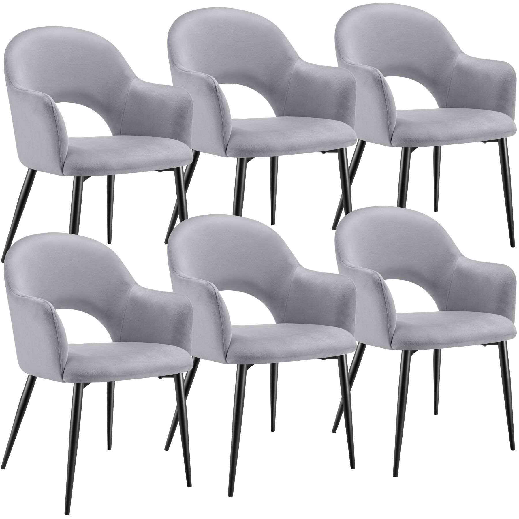 6 sillas de comedor aspecto terciopelo 57 x 61,5 x 87,5 cm gris claro