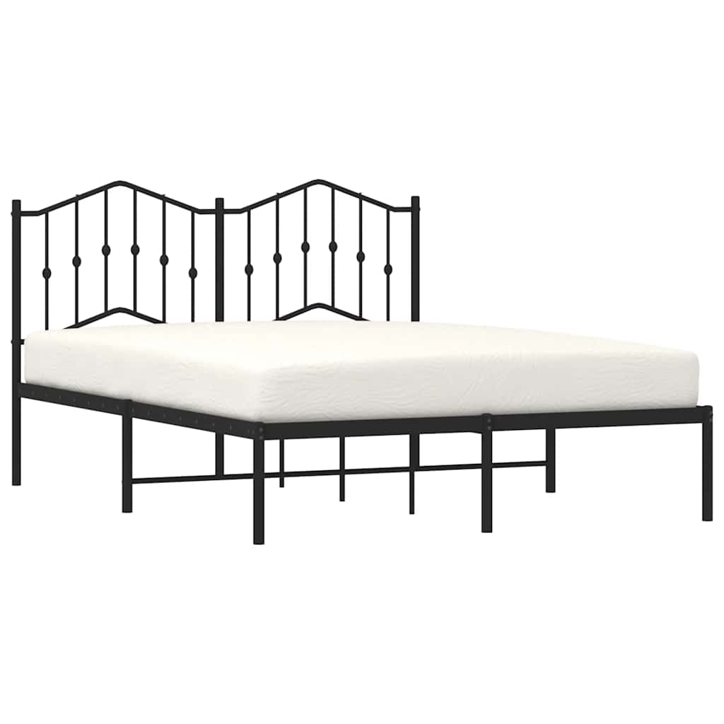 vidaXL estructura cama sin colchón con cabecero metal negro 135x190 cm
