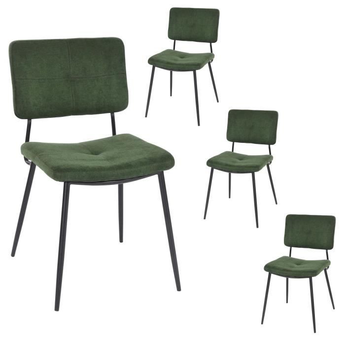 Meubles cosy - pack 4 sillas comedor en tela verde - 59,5x45x82 cm