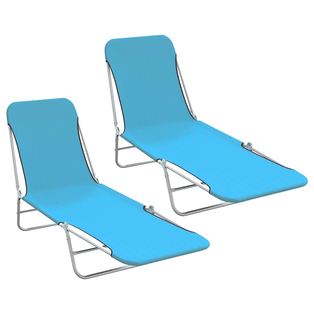 vidaXL tumbonas plegables 2 unidades acero y tela azul