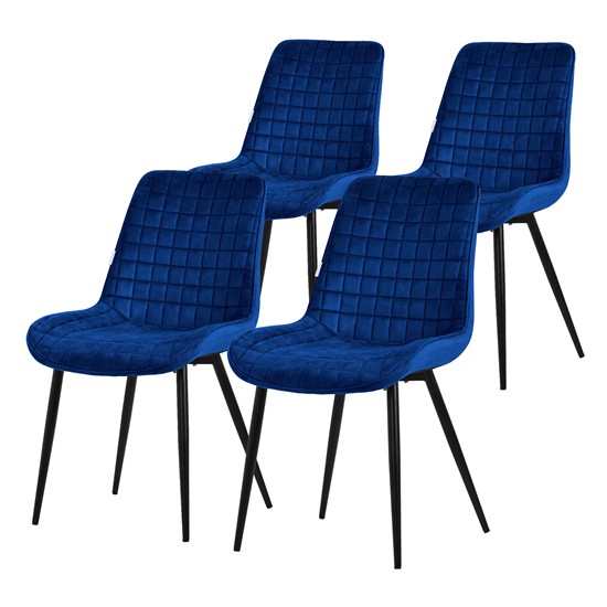 Set 4x sillas de comedor sillón tapizado azul oscuro diseño