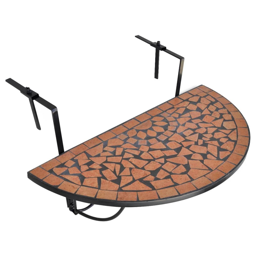 vidaXL mesa de balcón colgante mosaico terracota