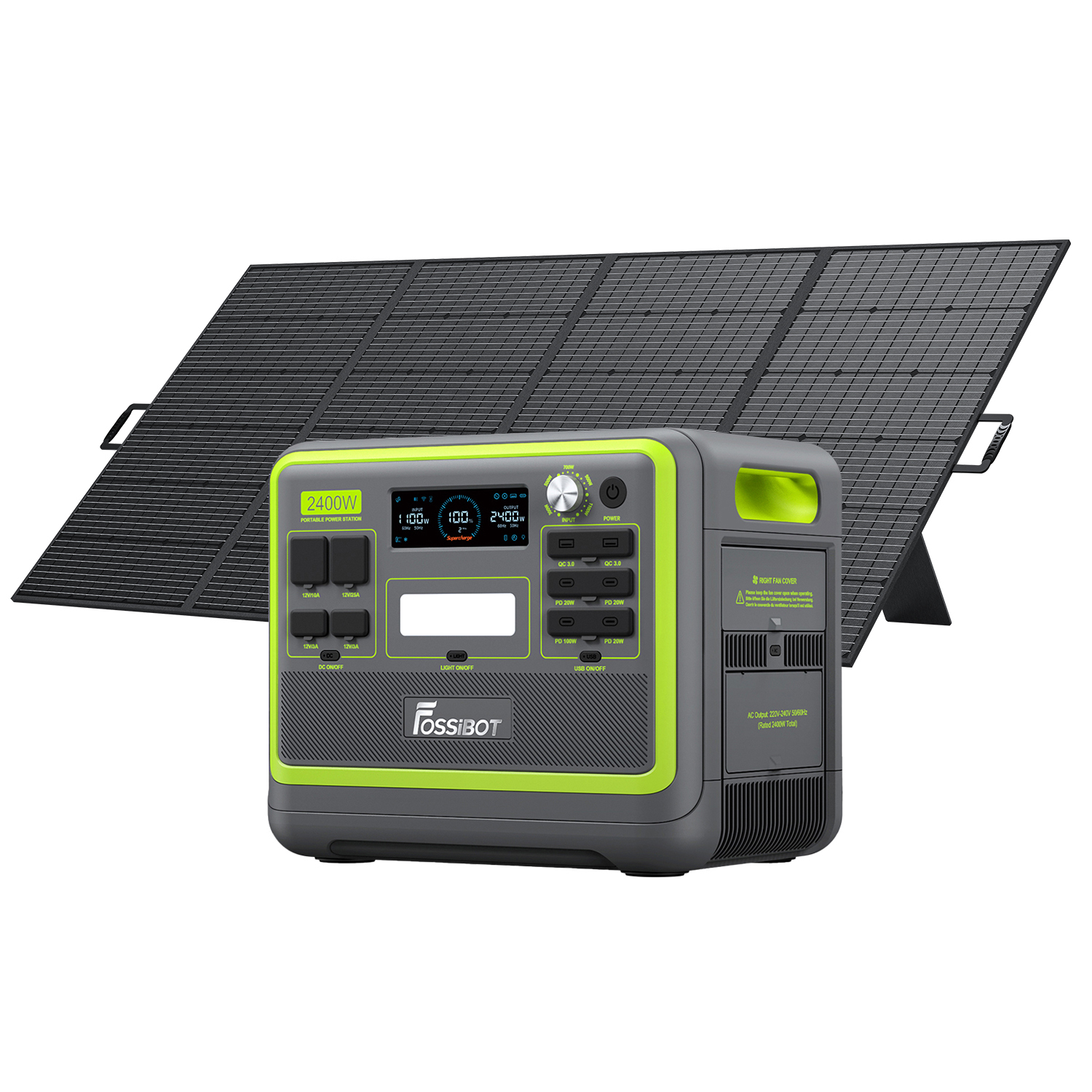 Fossibot - estación de energía solar - 2048wh 2400w - panel 400w