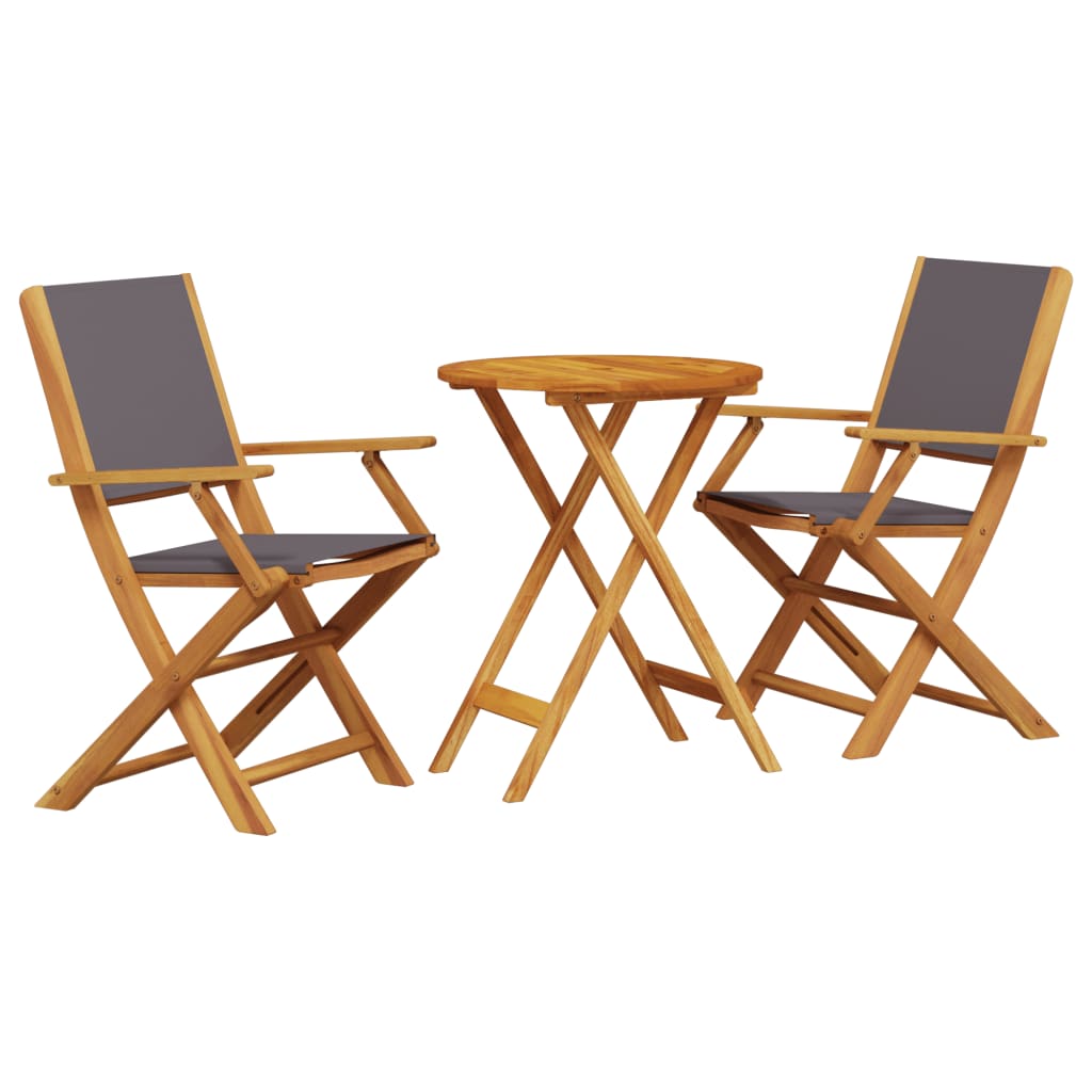 vidaXL juego de bistro de 3 piezas tela y madera maciza antracita