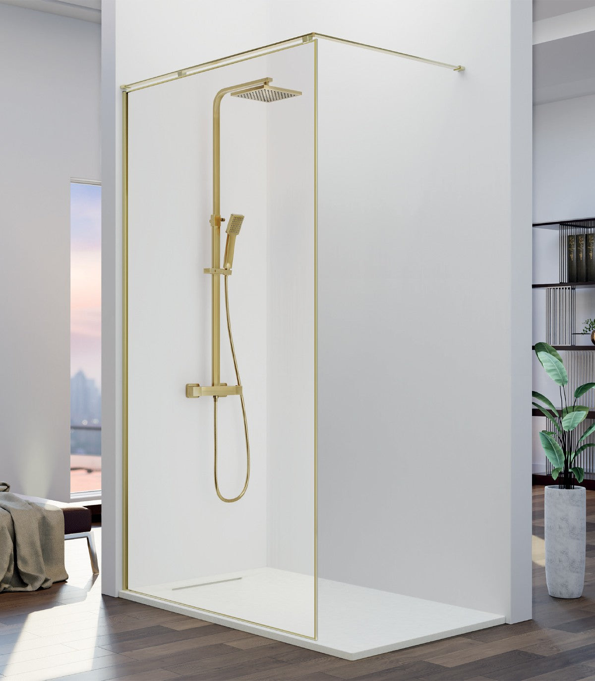 Mampara de ducha fija 120cm fresh arena - vidrio 8mm cromo