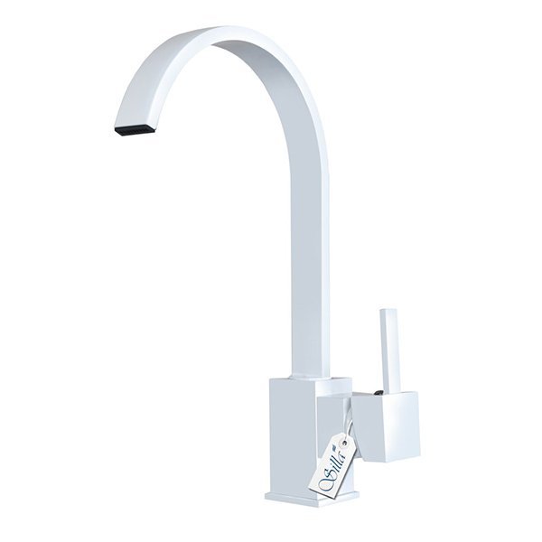 Grifo lavabo caño alto monomando, blanco