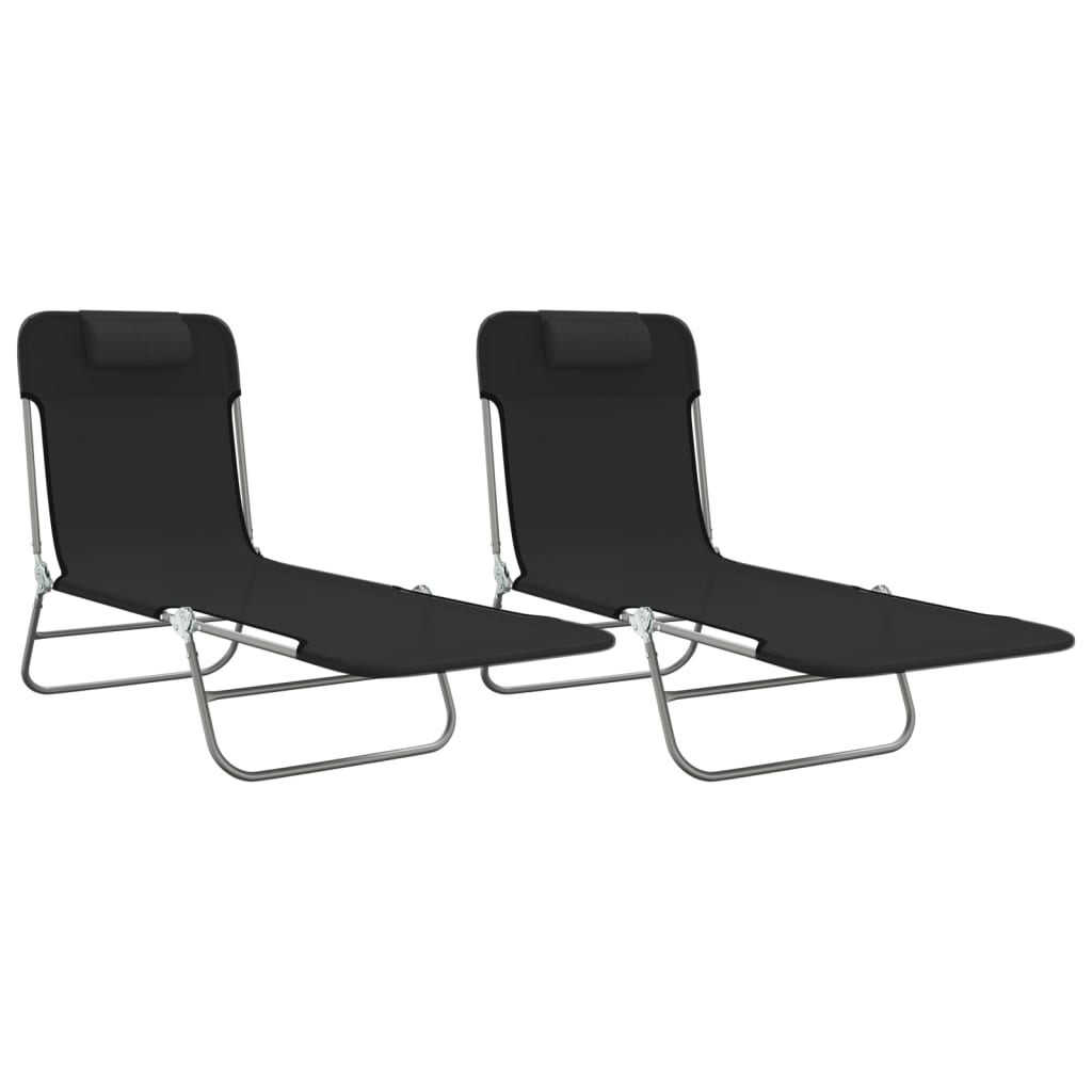 vidaXL tumbonas plegables 2 uds acero y textilene negro