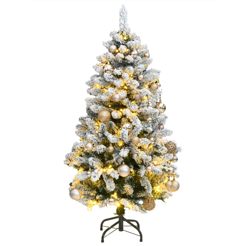 Árbol de navidad artificial con bisagras 150 LED y bolas 150 cm es6536