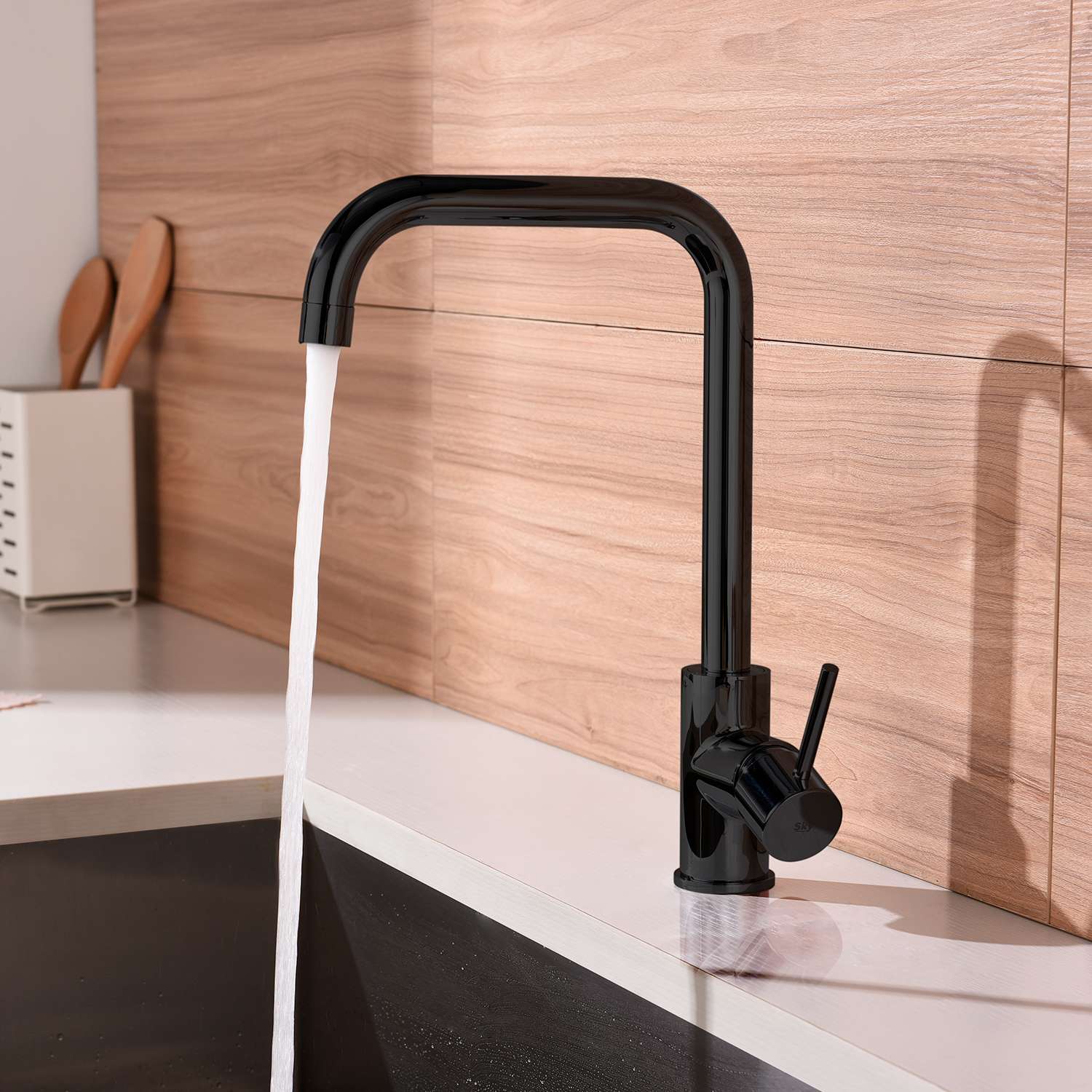 Grifo de cocina monomando sky bath negro cristal inox s304