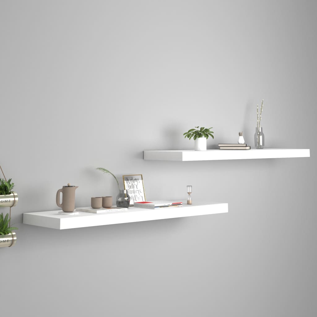 Estantes flotantes pared 2 uds mdf blanco 90x23,5x3,8 cm