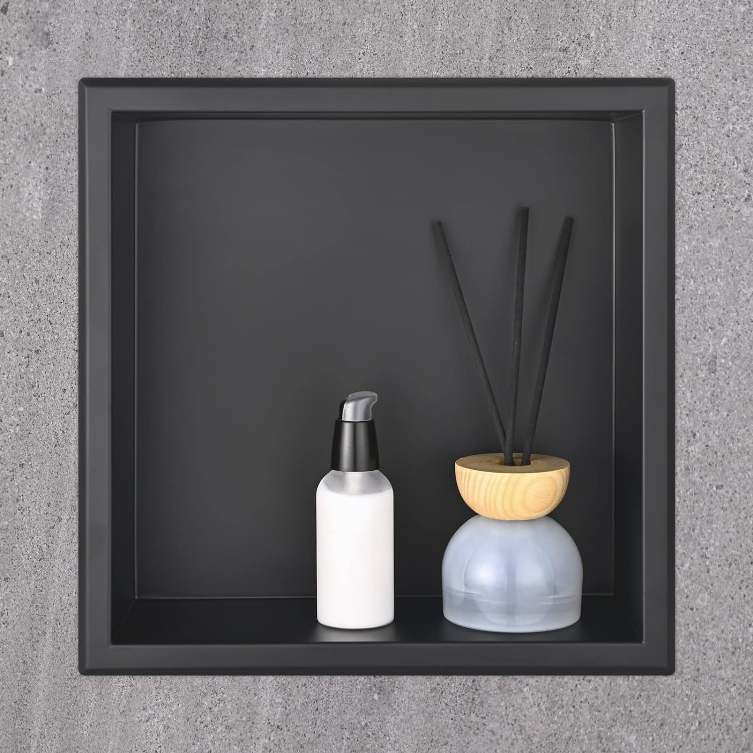 Nicho de almacenaje empotrado 30x30x10 cm negro mate