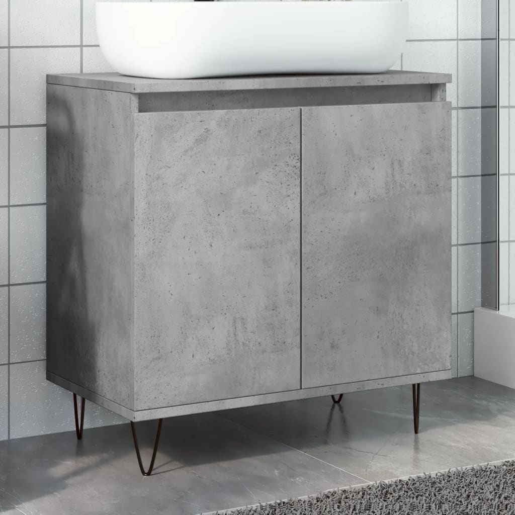 Armario de baño madera de ingeniería gris hormigón 58x33x60 cm esb1938
