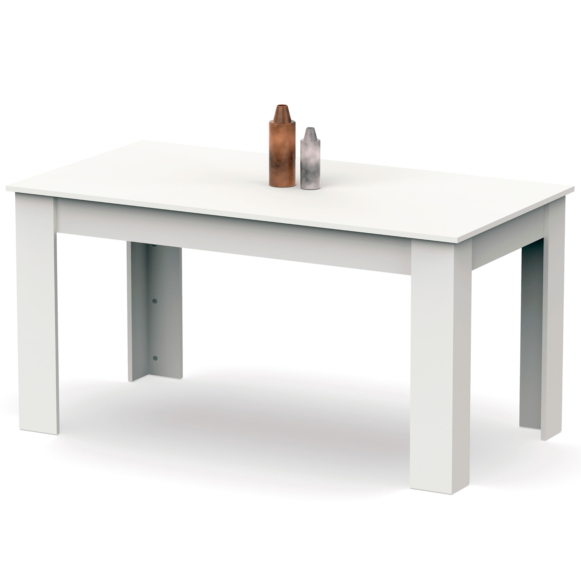 Mesa comedor madera, salón o cocina, briebe opal blanco