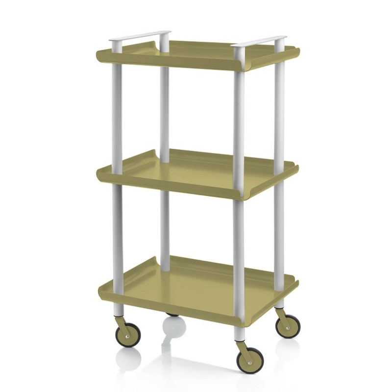 Carrito auxiliar leky, armazón gris, 3 estantes. Práctico y decorativo