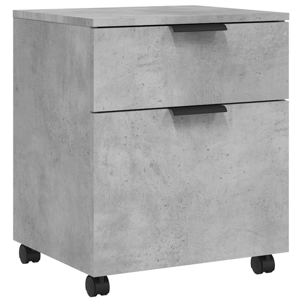 vidaXL archivador ruedas madera contrachapada gris hormigón 45x38x54cm