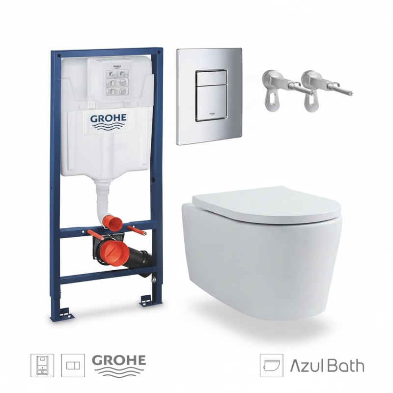 Pack grohe cisterna y pulsador cromo br con wc lia tornado azulbath