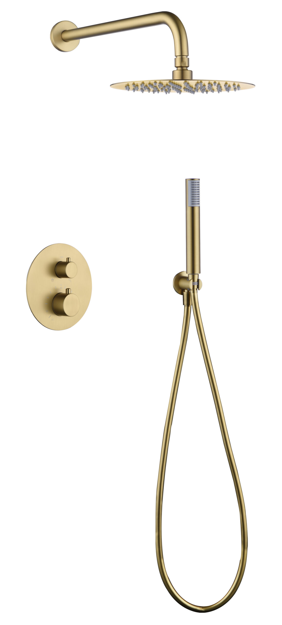 Conjunto de ducha termostático empotrado monza–oro–rociadorø25–antical