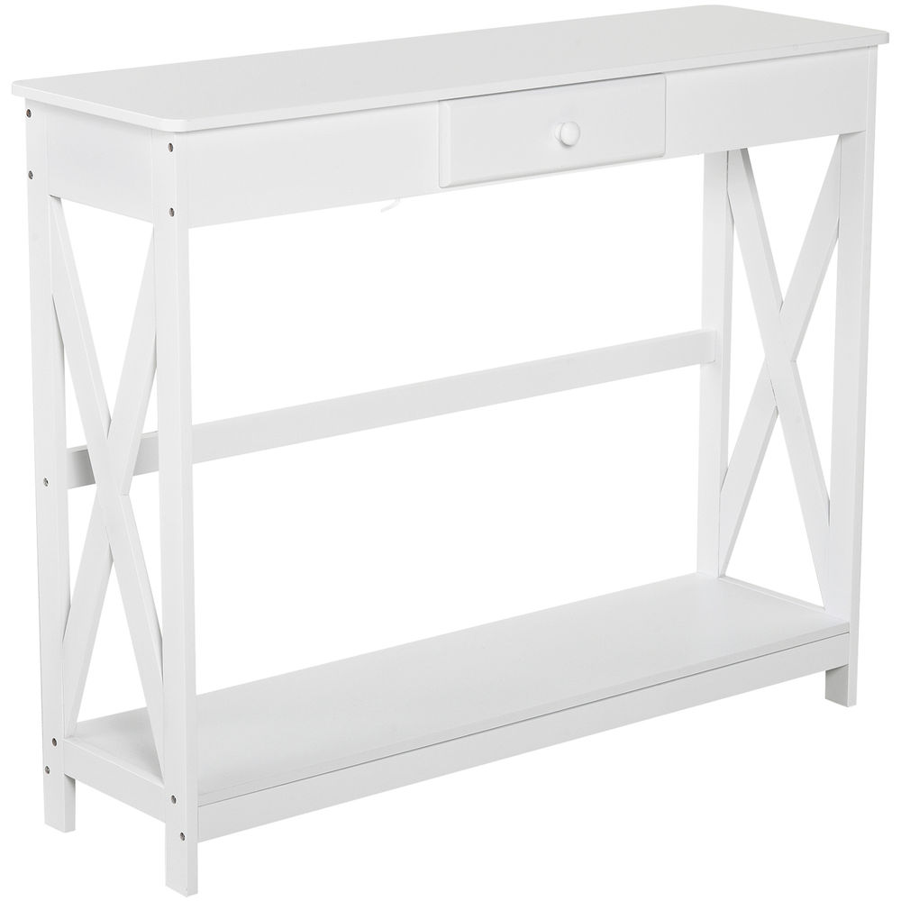 Mesa de consola 100x30x81cm mdf color blanco Homcom
