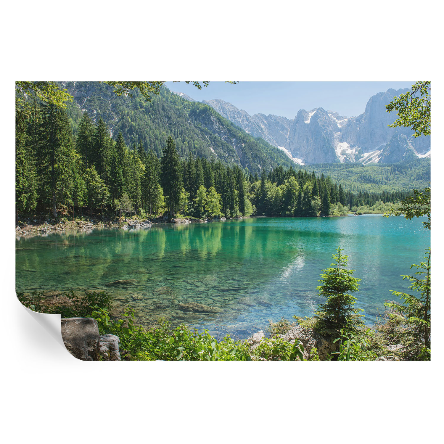 Papel pintado autoadhesivo lago verde 104x152 tulup