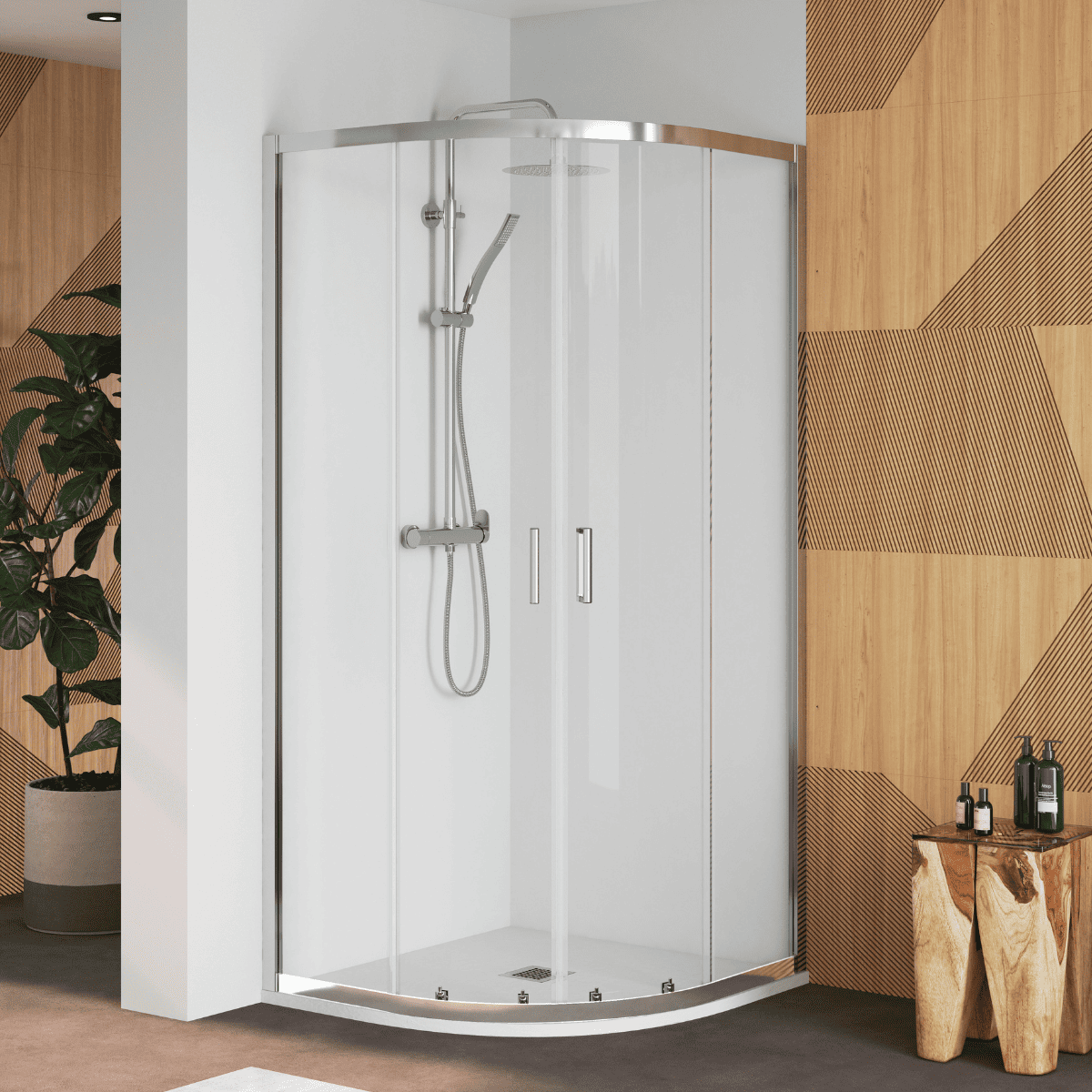 Mampara de ducha semicircular corredera|trans.| 5mm antical| r50 80 x 80 cm