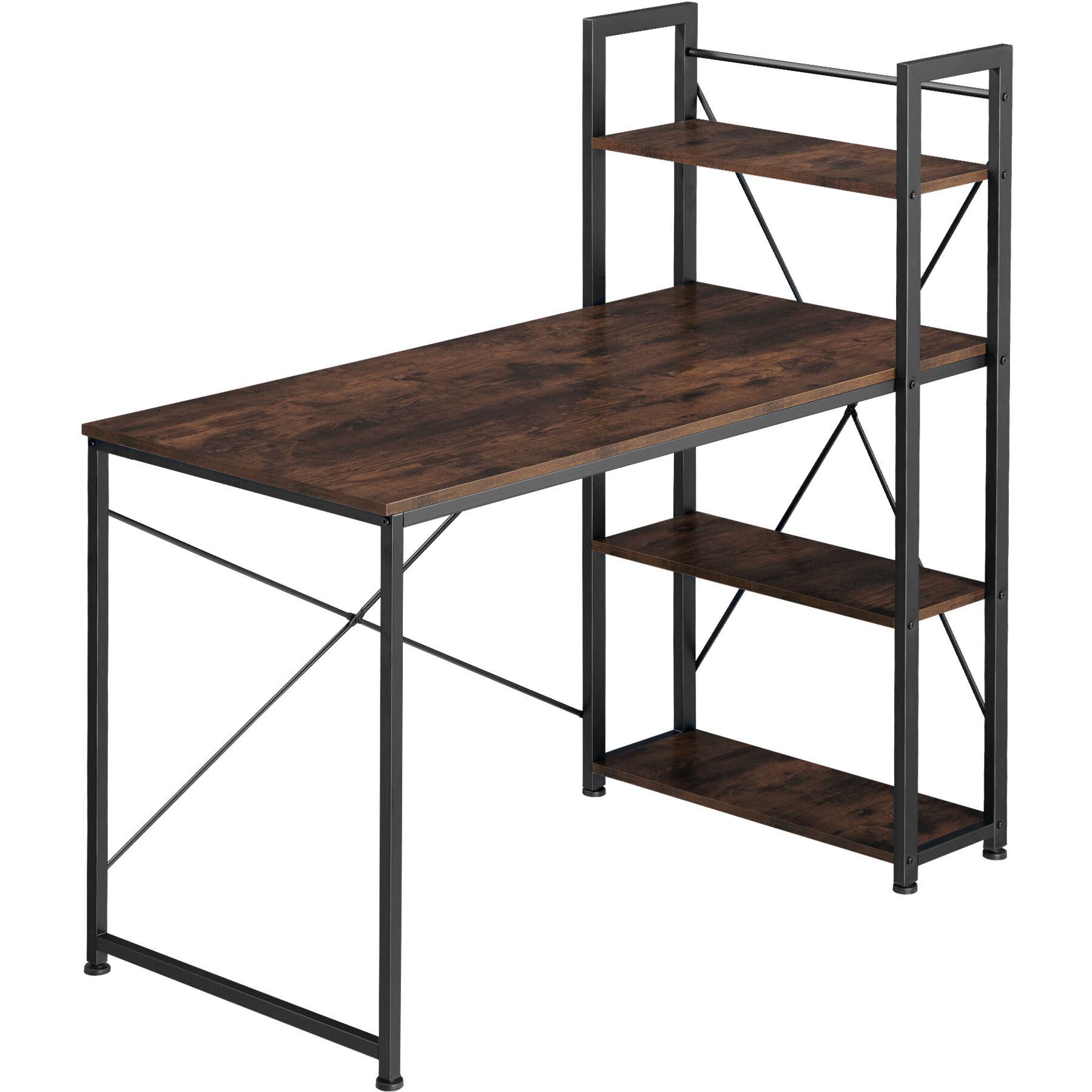 Escritorio estilo industrial 3 estantes 122x61x120 cm madera oscura