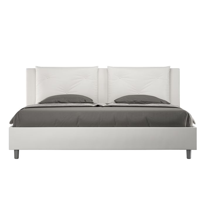 Cama tapizada 180x200 - cabecero acolchado - blanca