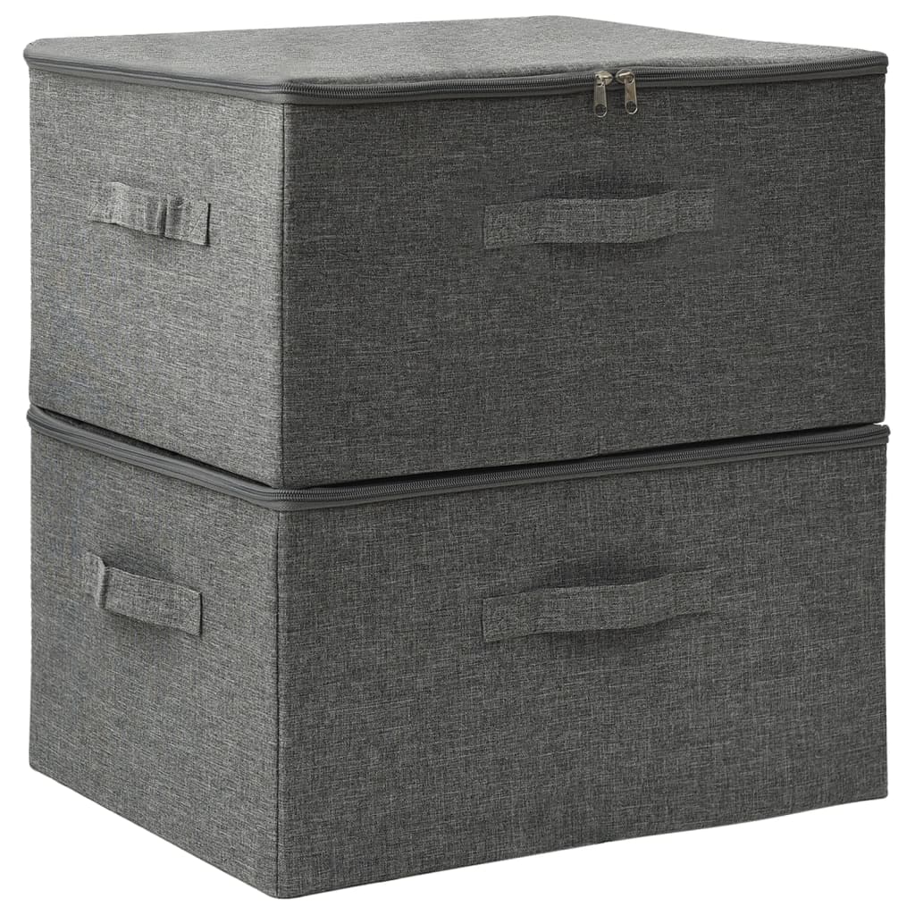 vidaXL cajas de almacenaje 2 unidades tela gris antracita 43x34x23 cm