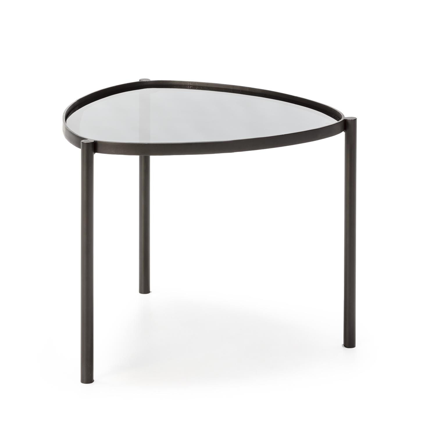 Mesa auxiliar 61x59x46 metal, cristal negro