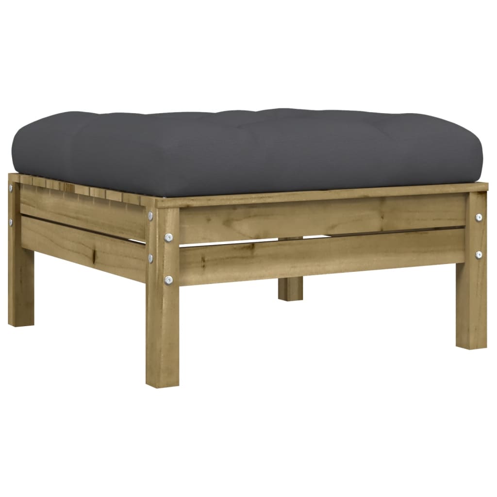 vidaXL taburete de jardín con cojín madera de pino impregnada