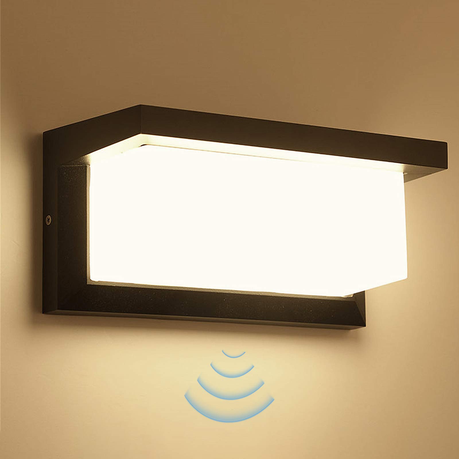 Lámpara de pared exterior aluminio con sensor impermeable 18 w 3000 k