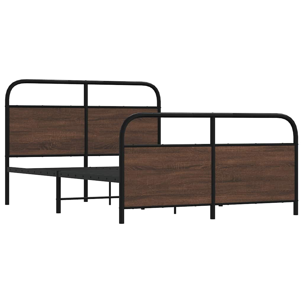 vidaXL estructura de cama sin colchón metal marrón roble 140x190 cm