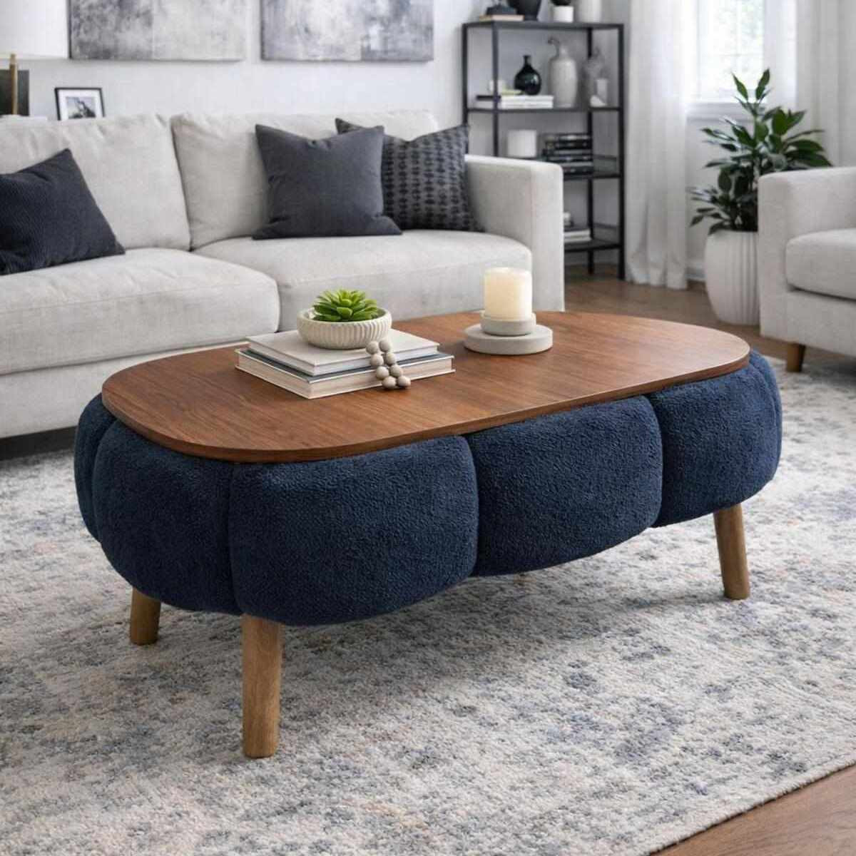 Mesa baja de madera "papatya" - 98 x 68 x 45 cm - gris antracita