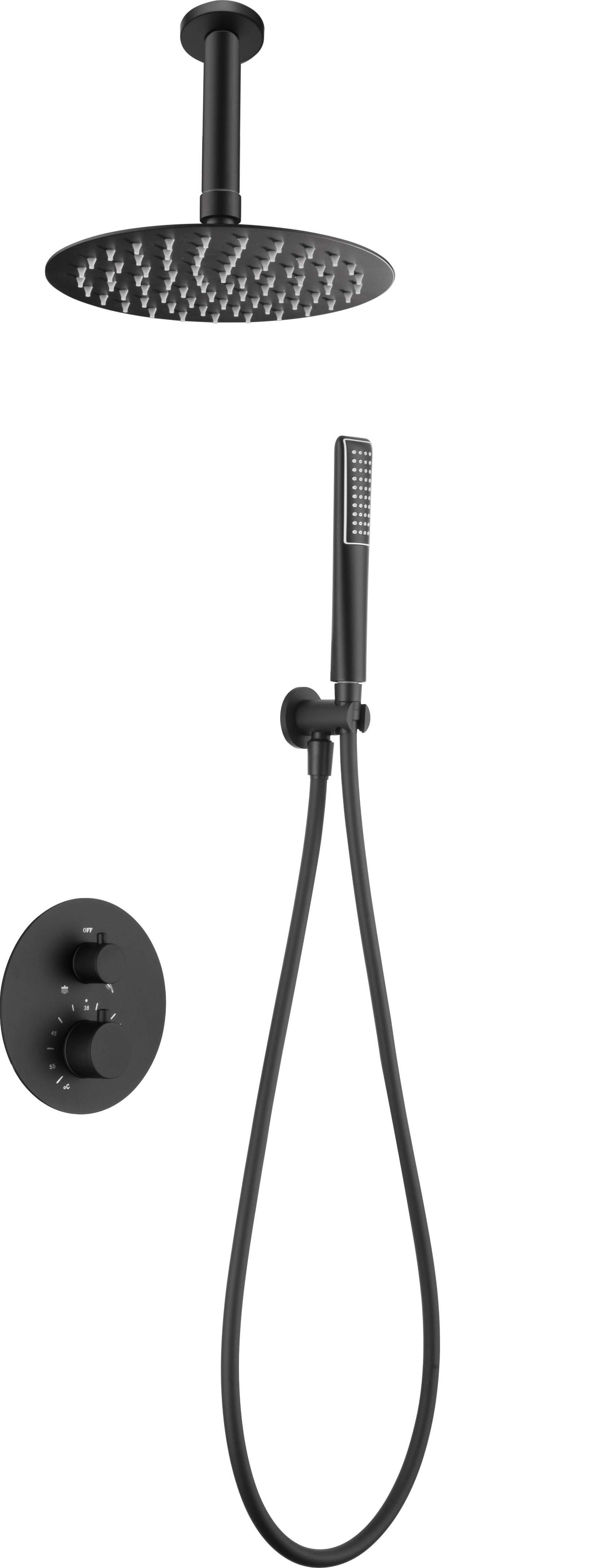 Imex - columna ducha empotrada termostática negro serie salerno