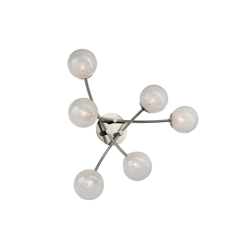 Plafón 6xg9 esfera con cristal escarchado