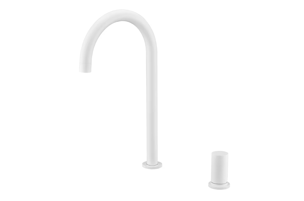 Grifo monomando de cocina, giratorio 360, teLEDucha extraíble blanco mate
