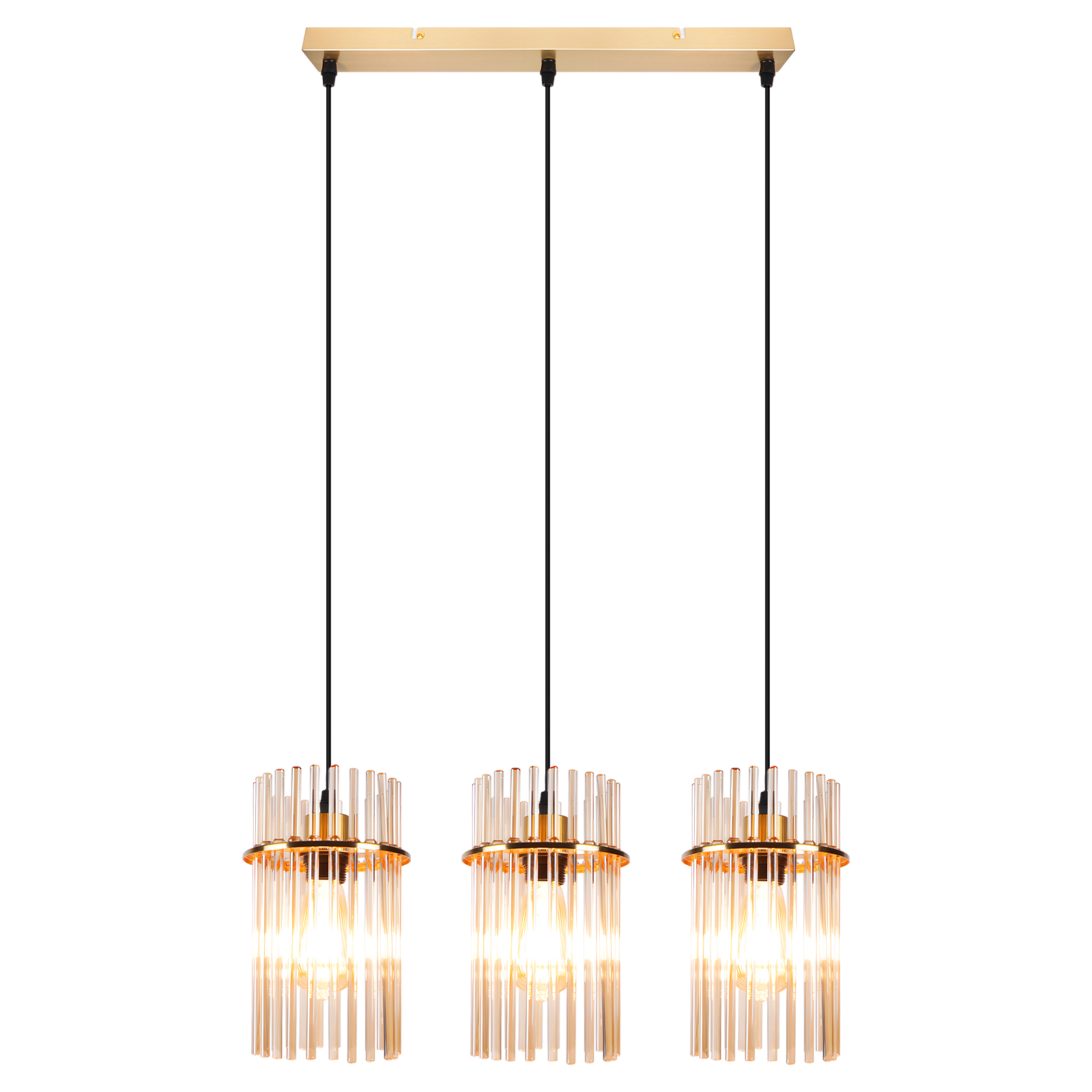 Nettlife lámpara colgante de 3 luces amarillo / dorado 5x48 cm