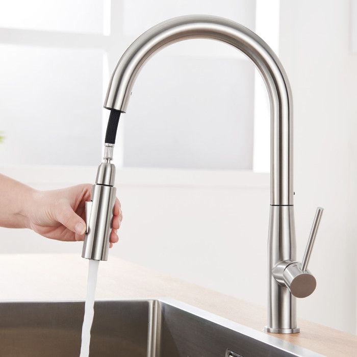 Grifo de cocina - auralum max - mezclador acero inoxidable cepillado