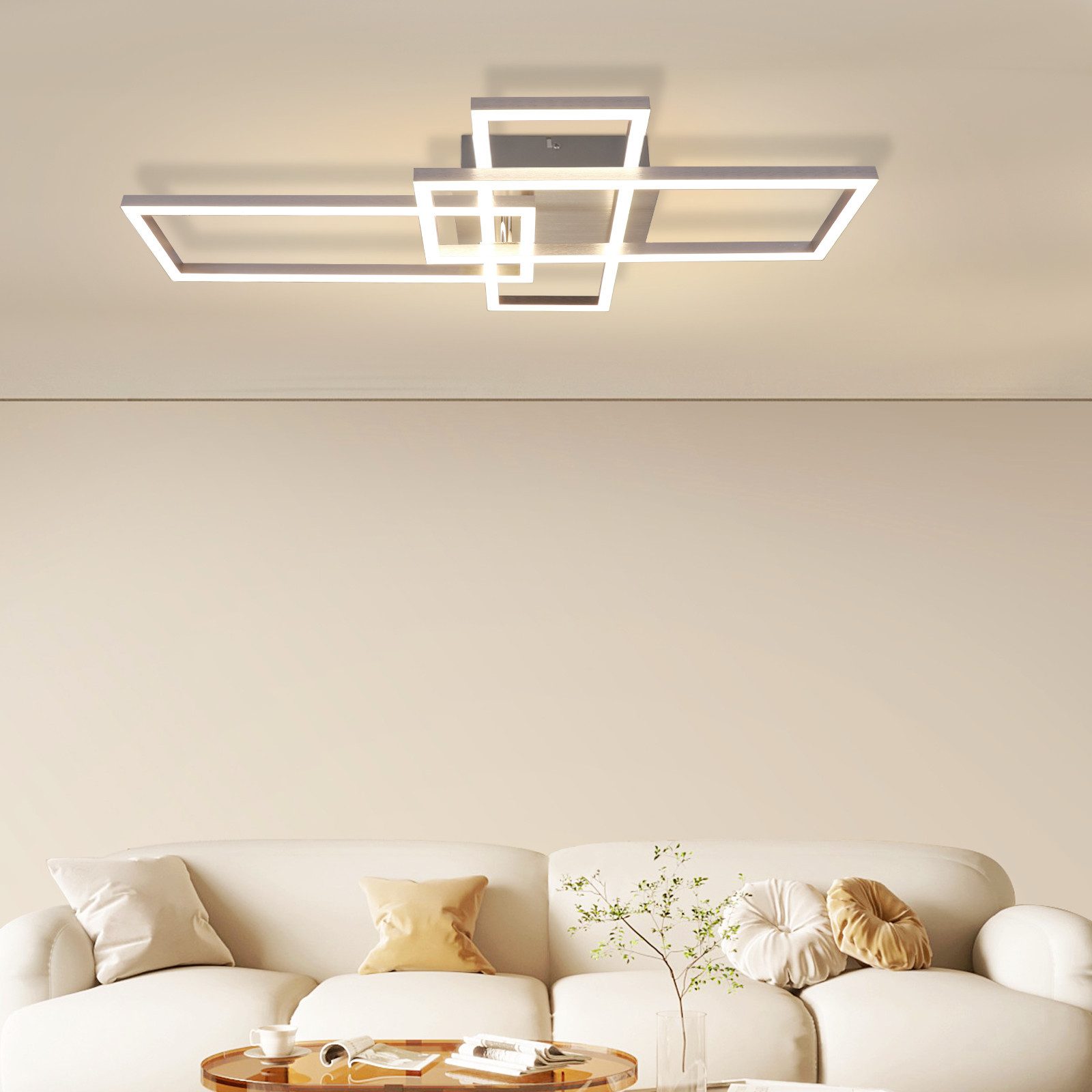 Nettlife plafon LED para dormitorio, color plateado, regulable, 64 cm,