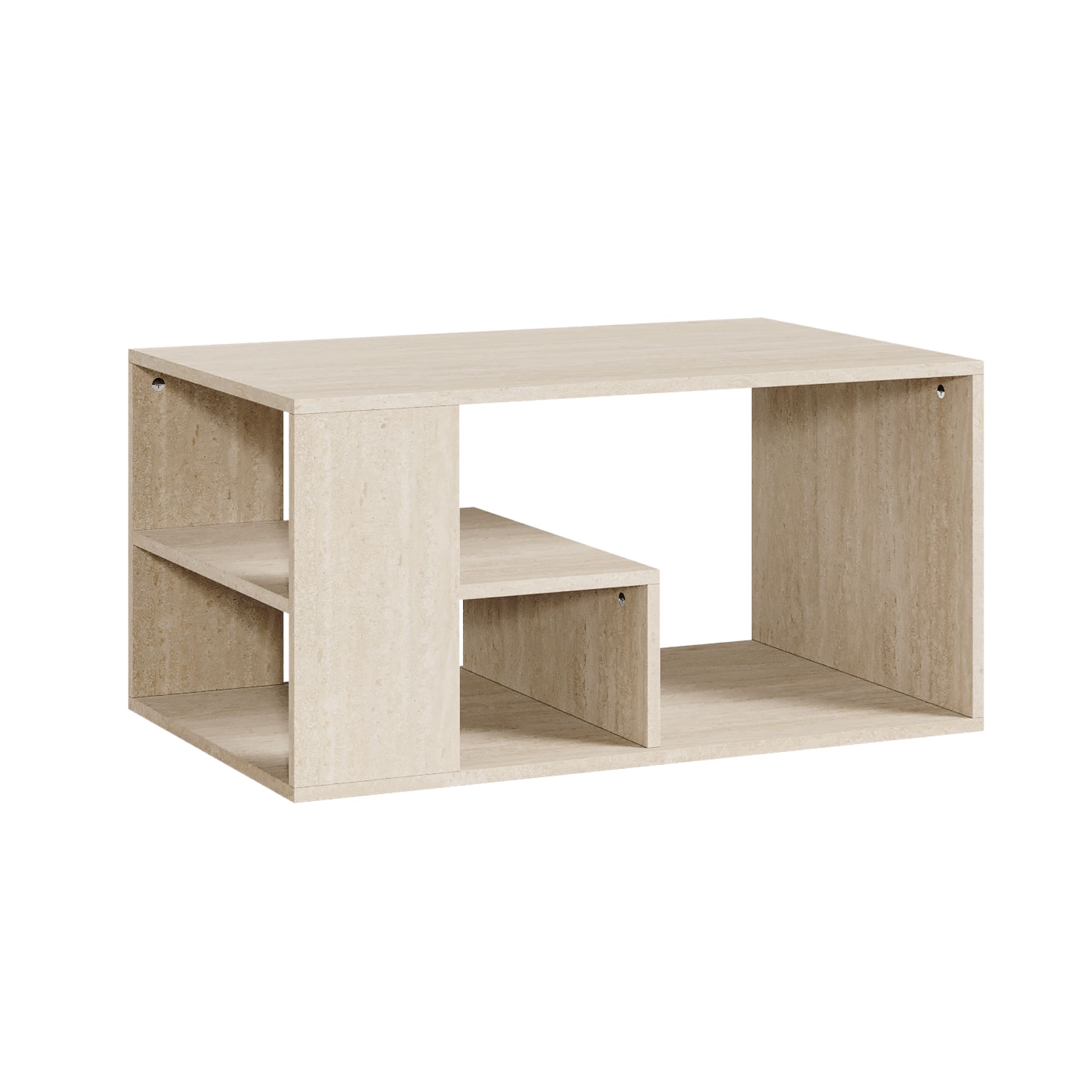 Mesa de centro antaa con 3 compartimentos 80x50x40cm - travertino [en.casa]