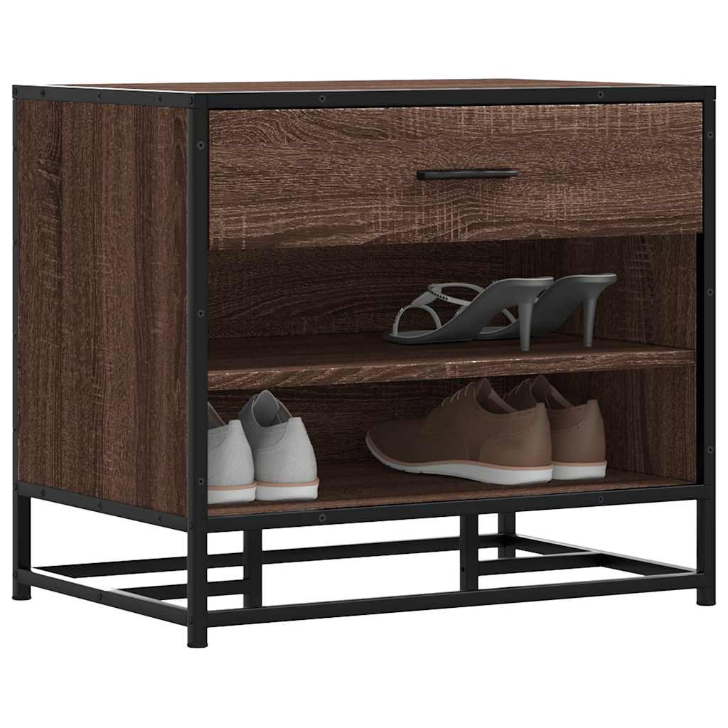 Banco zapatero madera de ingeniería roble marrón 60x40x53,5 cm oif417875