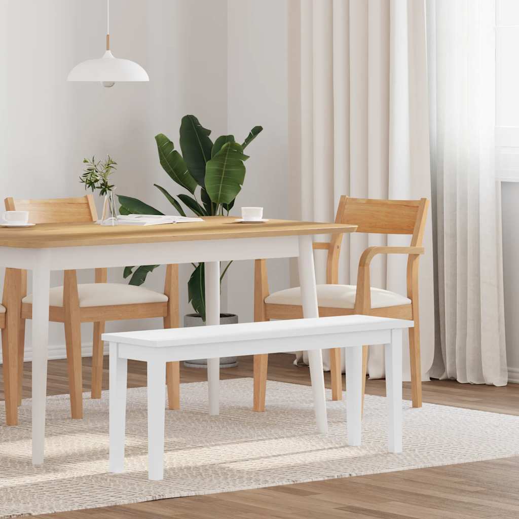 Banco 110 cm madera maciza caucho blanco oif278304