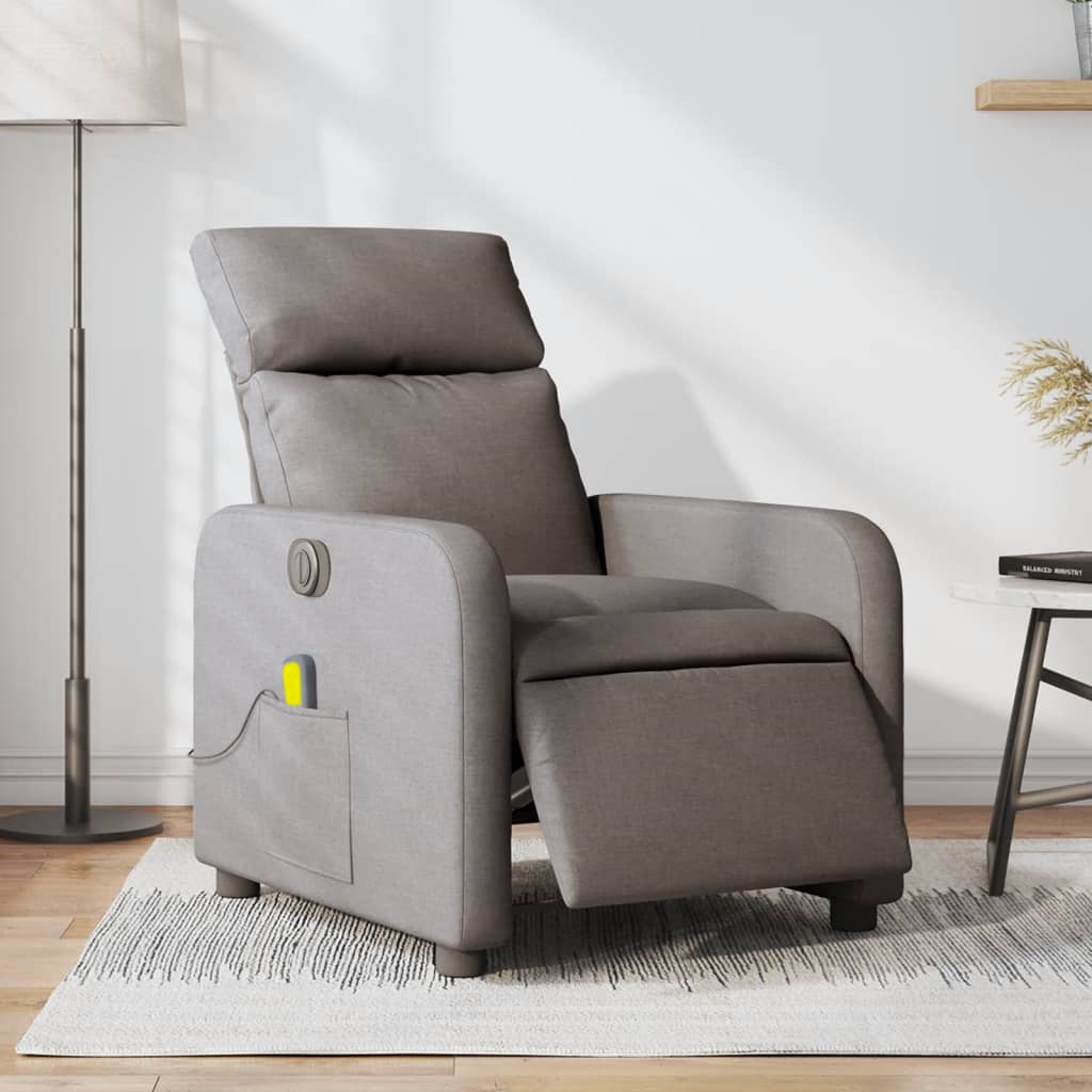 Sillón reclinable de masaje eléctrico tela gris taupe qweo6390